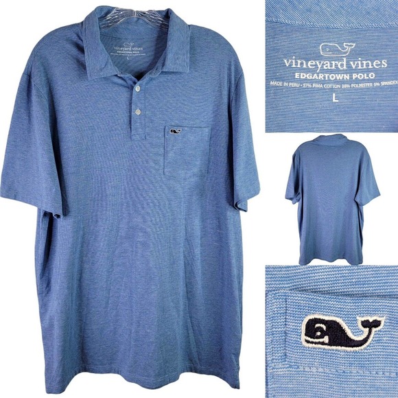 Vineyard Vines Other - Vineyard Vines Men's Large Blue Pima Cotton Short Sleeve Edgartown Polo Shirt